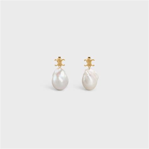 celine baroque pearl earrings price|Baroque Earrings in Cultured Pearl and Brass with Gold finish.